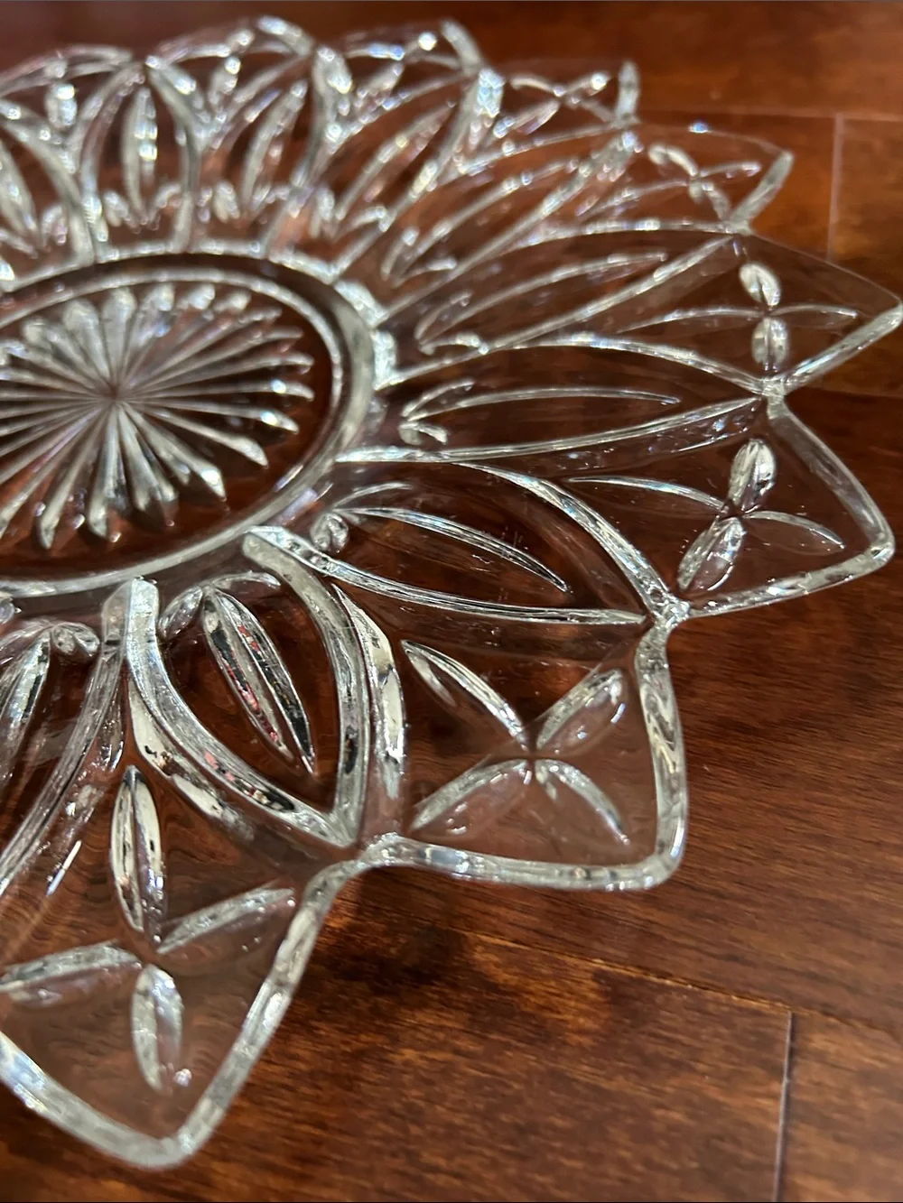 Vintage Clear Floral Pressed Glass Serving Platter, Versatile and Adorable